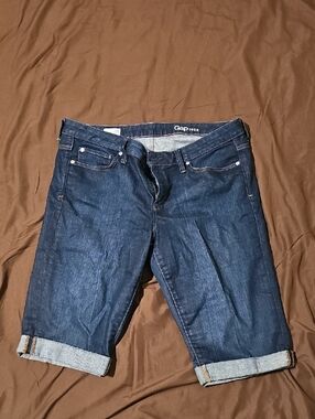 Women's Dark Blue Denim Bermuda Jeans